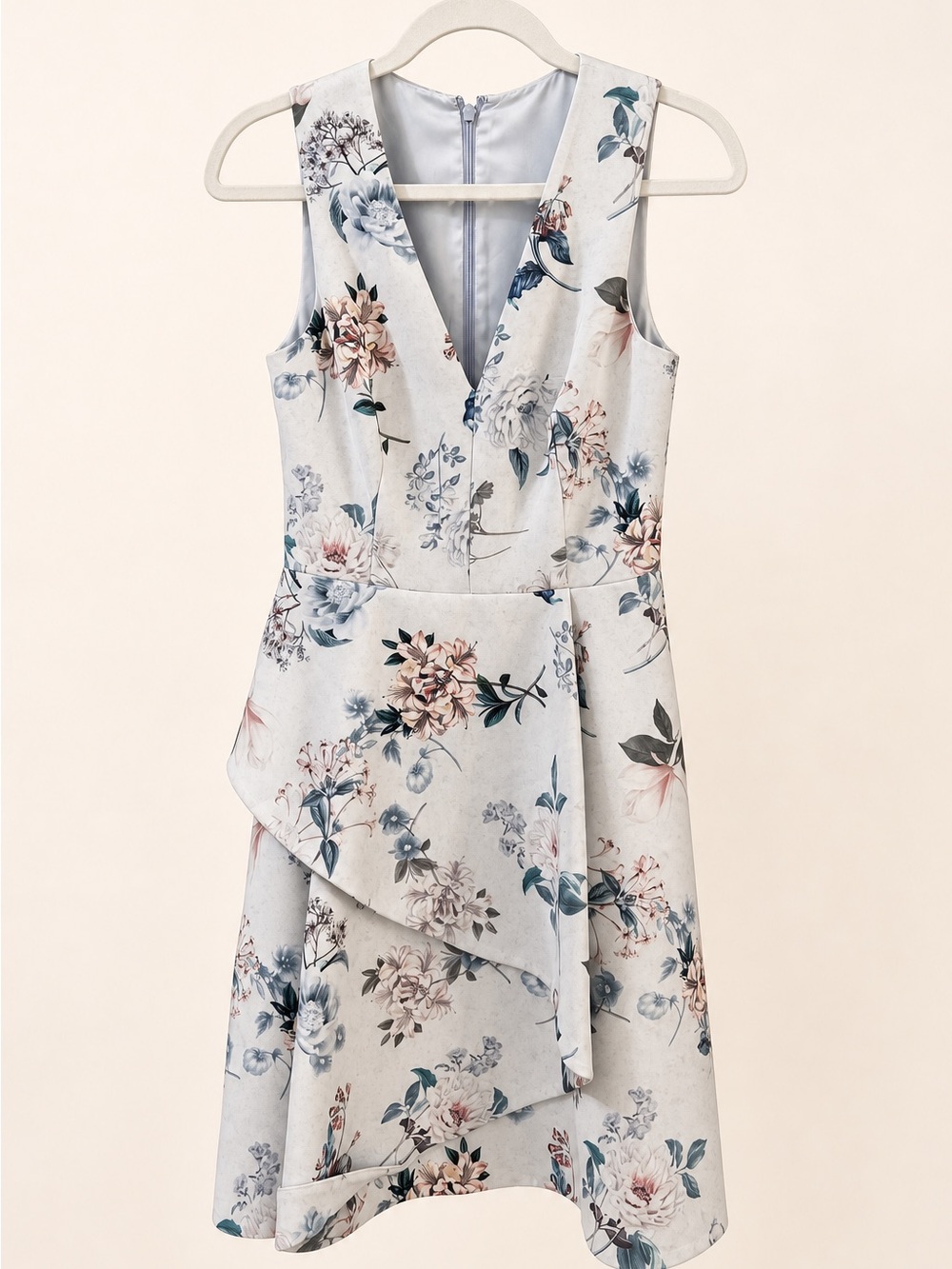 Forever New Light Blue Floral V-Neck Dress